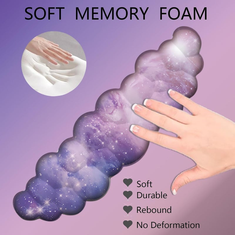 WFCYGL Cloud Wrist Rest Keyboard Purple Cloud Mouse Pad Set 4PCS Galaxy Large Desk Mat Ergonomic Space Wrist Pad Support Memory Foam Non-Slip Wrist Rest for Keyboard and Mouse Computer Gaming Home Office - Image 2